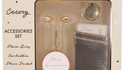 Casery Phone Accessories Set with Ring, Wallet & Headphones