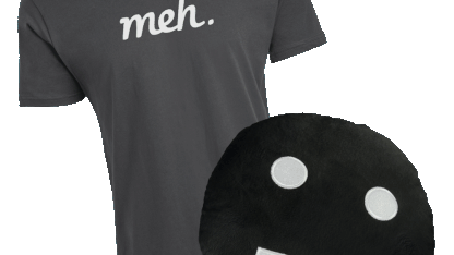 Heavy Metal Meh Logo Shirt and Black Meh Pillow
