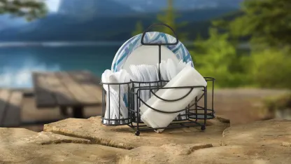 Mesa Wrought Iron Picnic Caddy and Flatware Organizer