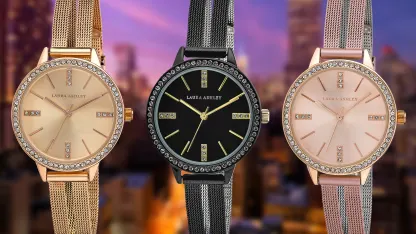 Laura Ashley Split Mesh Crystal Dial Watch