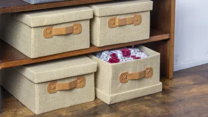 4-Pack: Get Neat Storage Bins with Leather Handles