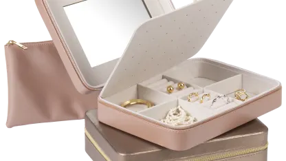 Heidi & Oak Large Jewelry Organizer with Mirror and Pouch