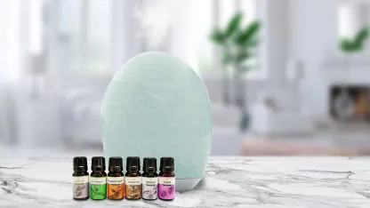 GreenAir Hand-Blown Glass Ultrasonic Essential Oil Diffiuser with 6 Oils