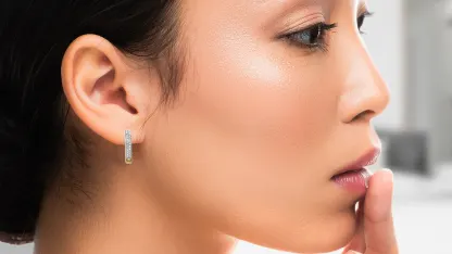 1/4 Carat TW Diamond Huggie Hoop 14k Gold over Sterling Earrings