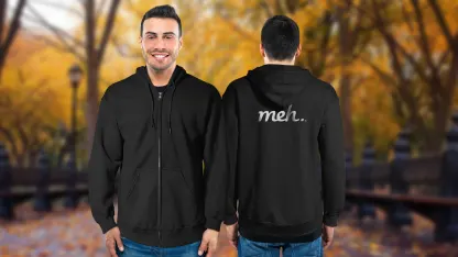 Zip-Up Hoodie with Large Meh Logo on Back