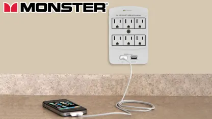 2-Pack Monster 6-Port Surge Protector Power Block with 2 USB Ports