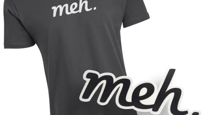 Heavy Metal Meh Logo Shirt and Die-Cut Meh Sticker