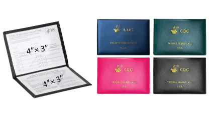2-Pack: Faux Leather CDC Vaccination Card Immunization Record Protector Holder