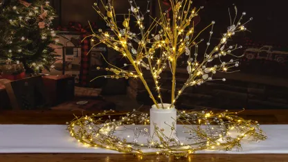 Harvest Lane Pre-Lit Garland & 2-Piece Set of Twigs with Timer