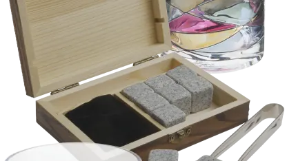 4-Pack: Antoni Barcelona Whiskey Glasses with 12-Piece Whiskey Stone Gift Set