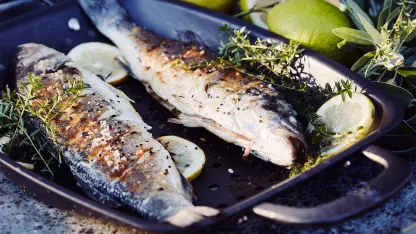 BK 20" Pre-Seasoned Black Carbon Steel Perforated BBQ Roaster with Carry Handles