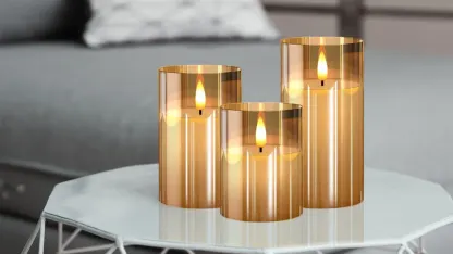 3-Piece Glass LED Real Flame-Effect Wax Candles Set
