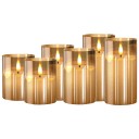 6-Piece Glass LED Real Flame-Effect Wax Candles Set