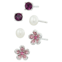 Savvy Cie Sterling Silver 3-Piece Earring Party Stud Set