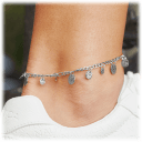 Savvy Cie Sterling Silver Plated Coin Anklet