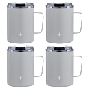4-Pack: JoyJolt 12oz Coffee Mugs with Handle & Clear Flip Lids