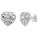 Diamond Muse 0.10 Carat TW Diamond Heart Earrings In Sterling Silver