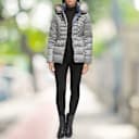 Kenneth Cole Mixed Quilted Metallic Puffer with Faux Fur Trimmed Hood