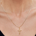 Savvy Cie Cuban Chain 20" Cross Pendant Necklace