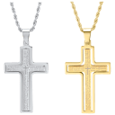 Steeltime Set of 2 Men's "Our Father" Prayer Spinner Cross Pendants