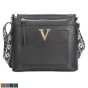 La Terre Vegan Leather Crossbody with V Logo Hardware and Boho Strap