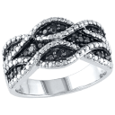 Tamborat Black and White Diamond Accent Swirl Ring