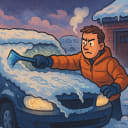 There's some snow and ice on your car in the morning. What's your strategy?