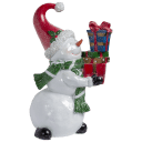 Valerie Parr Hill 12" Snowman Figure in Santa Hat Holding Gifts