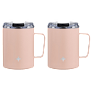 2-Pack: JoyJolt 12oz Coffee Mugs with Handle & Clear Flip Lids