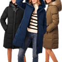 Bernardo Mid-Length Hooded Puffer Jacket with Bib