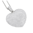 Tamborat Jewelry 10K White Gold Plated Micro Pave Heart Necklace