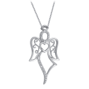 Diamond Muse Accent Beaded Heart And Filigree Angel Pendant