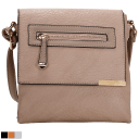 La Terre Vegan Leather Crossbody With Zip Pocket Flap And Metal Trim Detail