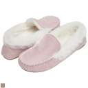 Laura Ashley Ladies Microsuede Moccasin With Plush Trim