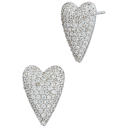 Savvy Cie Rhodium Plated White Cubic Zirconia Heart Stud Earrings