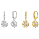 Steeltime Simulated Diamond Fire Ball Dangle Drop Huggie Hoop Earrings Set