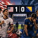 USNMT one nil over Bosnia at the half.