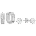 Steeltime Simulated Diamond Studs & Huggie Hoop Earrings