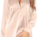Ekouaer Satin Nightgown for Women Button Down Silk Sleepshirts