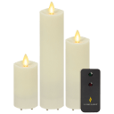 3-Pack: Luminara Outdoor Unscented Moving Flame Pillars with Remote Control
