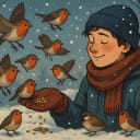 The best part of feeding birds in the winter is: