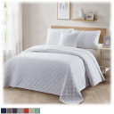 Bibb Home 4-Piece Solid Quilt & Embroidered Cushion Set