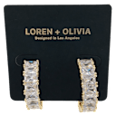 LOREN + OLIVIA CZ Baguette Hoop Earrings