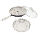 Fabio Viviani Everyday Pan with 2 Stainless Steel Inserts and Domed Glass Lid