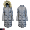 Women's Heavyweight Long Zip Parka Jacket With Faux Fur Hood