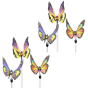 Exhart Set of 6 Solar Large Fabric Butterfly Garden Stake with LEDs