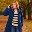 Bernardo Mid-Length Hooded Puffer Jacket with Bib