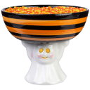 Mr. Halloween Illuminated Pumpkin Ceramic Candy Bowl with 4-Hour Timer