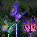 Exhart Set of 6 Solar Large Fabric Butterfly Garden Stake with LEDs