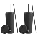 2-Pack: JoyJolt 24oz Vacuum Insulated Tumblers with Straw & Flip Lids